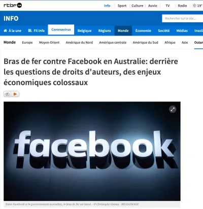 Le bras de fer entre Facebook et les médias australiens